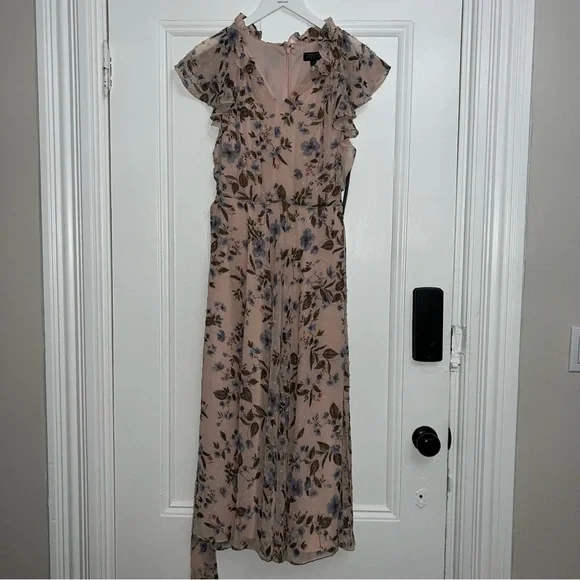 Tahari Maxi Dress Blushing Botanica Size 10P - Picture 6 of 9